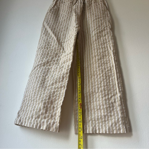 🌼 5/$25 SHEIN Kids Beige White Striped Cotton Blend Wide Leg Pants Size 120 Girl - Picture 10 of 10
